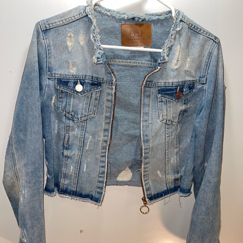 Distressed Light Blue Denim Jacket